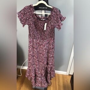 Francesca's Collections Pink and Black Floral Dress